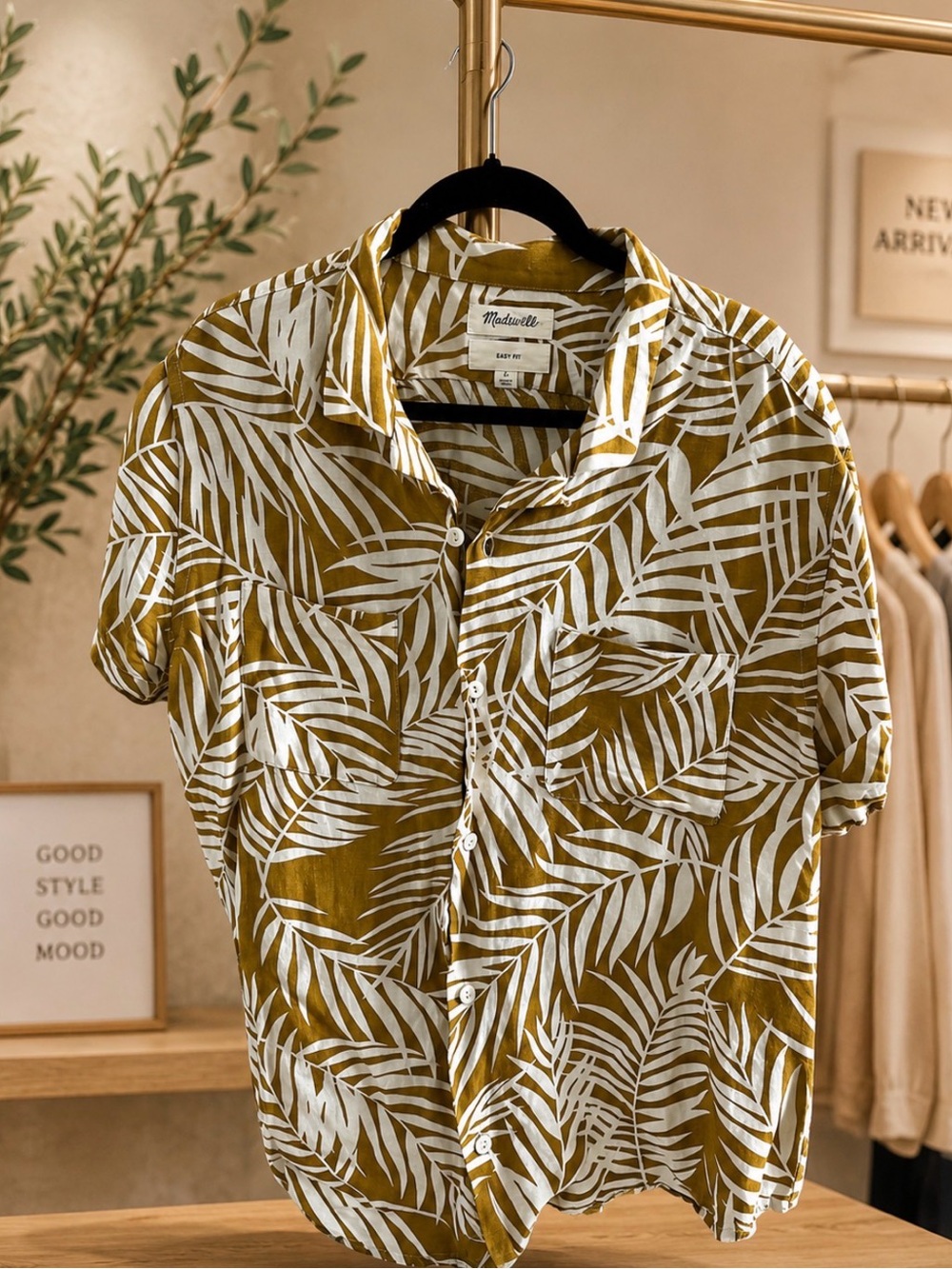 Madewell Tropical Leaf Print Button-Up Shirt Size L